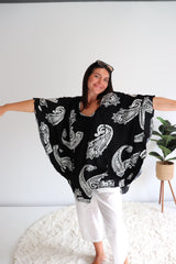 Set Free Batwing Top/Dress In Malta Black