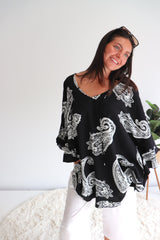 Set Free Batwing Top/Dress In Malta Black