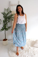 Strapless Beach Dress/Skirt in Blue Flower