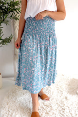 Strapless Beach Dress/Skirt in Blue Flower