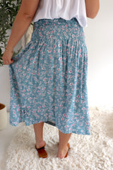 Strapless Beach Dress/Skirt in Blue Flower
