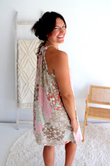 Tahiti Dress in Patch Latte/Pink