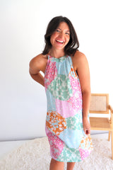 Tahiti Dress in Patch Pink/Blue