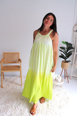Celine Maxi Dress In Pineapple Lime Tie Dye