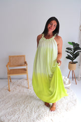 Celine Maxi Dress In Pineapple Lime Tie Dye