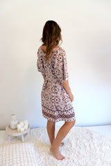 Getaway Short Sleeve Short Dress In Mosaic Earth