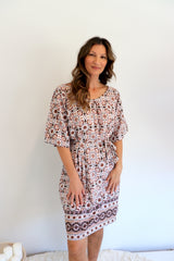 Getaway Short Sleeve Short Dress In Mosaic Earth