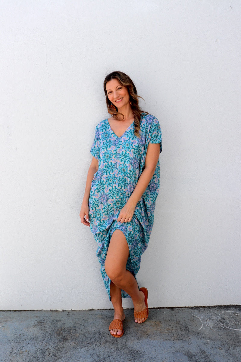 Island Holiday High Low Dress In Paragon Aqua