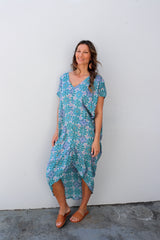 Island Holiday High Low Dress In Paragon Aqua