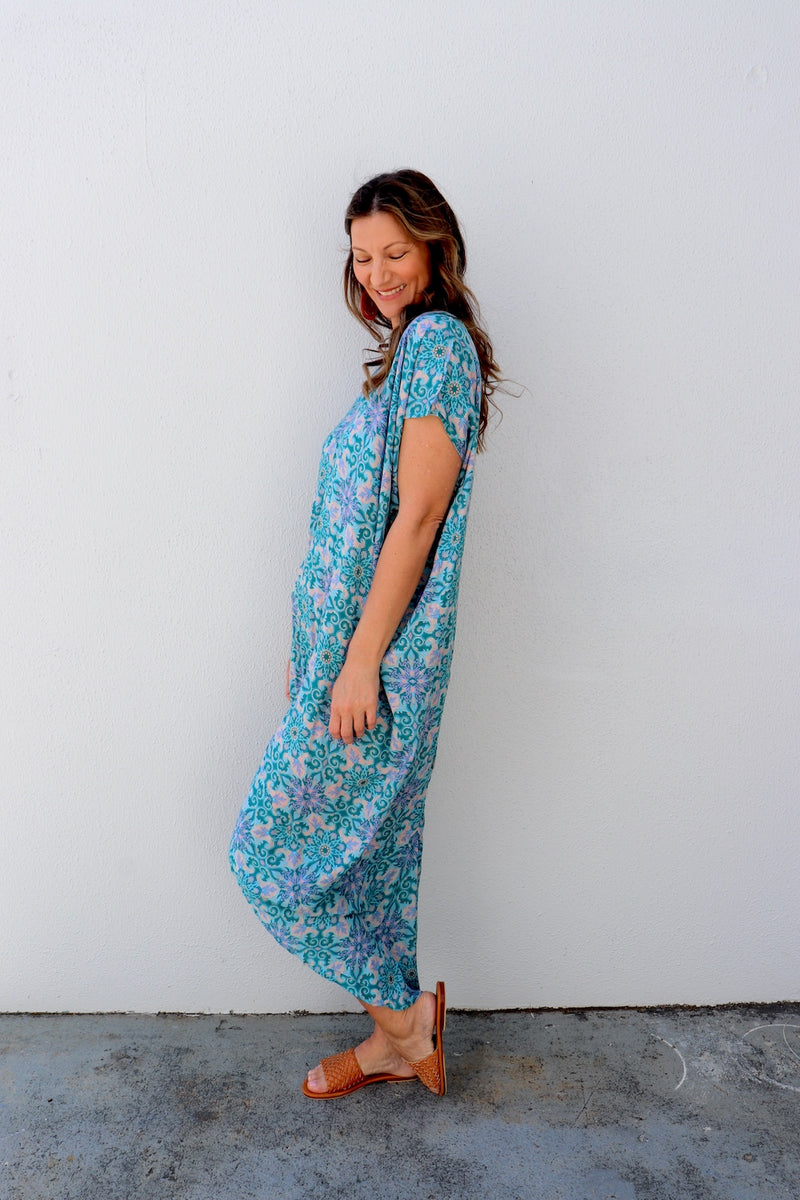 Island Holiday High Low Dress In Paragon Aqua