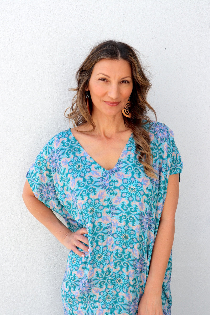 Island Holiday High Low Dress In Paragon Aqua