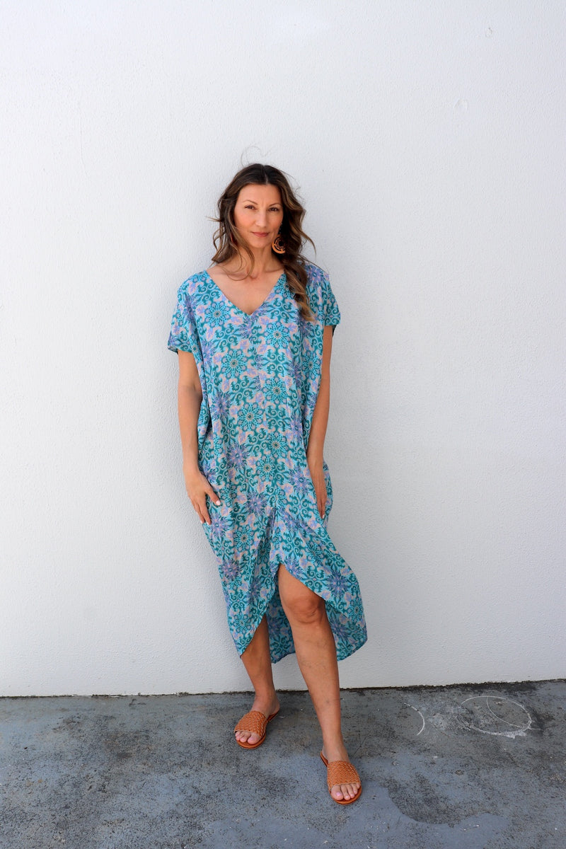 Island Holiday High Low Dress In Paragon Aqua