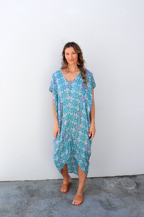 Island Holiday High Low Dress In Paragon Aqua