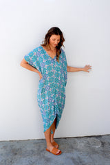Island Holiday High Low Dress In Paragon Aqua