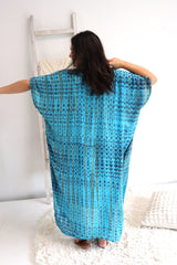 Long Kaftan In Blue Tie Dye