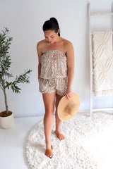 Maldives Short Jumpsuit In Zebra Taupe