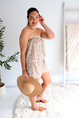 Maldives Short Jumpsuit In Zebra Taupe