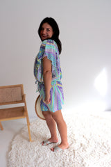Holiday Dreaming Short Beach Dress/Top In Pastel Aztec