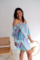 Holiday Dreaming Short Beach Dress/Top In Pastel Aztec