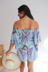 Holiday Dreaming Short Beach Dress/Top In Pastel Aztec