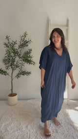 Long Kaftan In Classic Navy