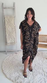 Island Holiday High Low Dress In Lunar Black