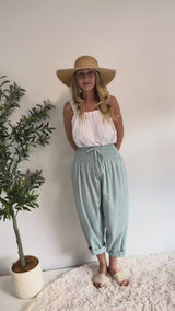 Dream Pant in LUX Cotton Plain Sage/Teal