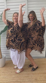 Short Kaftan With Tassels In Hibiscus Chocolate