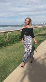 Harem Elastic Long Pant In Leopard Fish