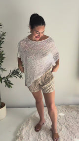 Mini Travel Poncho in White