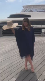 Short Kaftan With Tassels In Navy