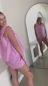 Designer RO Cotton PJ Set in Pink Gingham