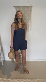 Paris Jumpsuit 100% Cotton In Navy