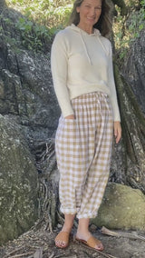 Dream Pant in Cotton Gingham Latte