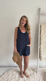 Paris Jumpsuit 100% Cotton In Navy