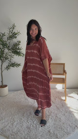 Long Kaftan in Sienna Tie Dye