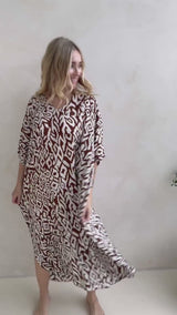 Long Kaftan In Mediterranean Chocolate