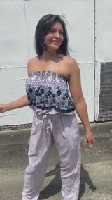 Living it up Long Jumpsuit In Taupe Fern