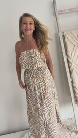 Daytripper Tube Maxi Dress In Zebra Taupe