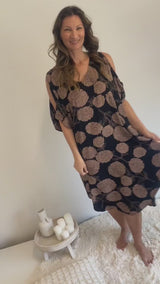 Cold Shoulder Dress In Black Tea