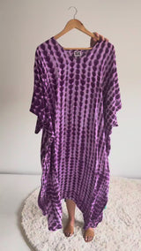 Long Kaftan In Purple Tie Dye