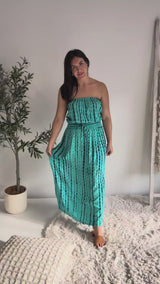 Daytripper Tube Maxi Dress In Aqua Tie Dye