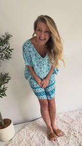 Ultimate Short Beach Dress In Mosaic Blue