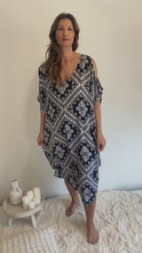 Cold Shoulder Dress In Black Diamond