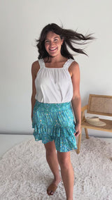 Ripple Effect Mini Skirt in Flowers Blue
