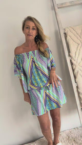 Holiday Dreaming Short Beach Dress/Top In Pastel Aztec