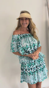 Holiday Dreaming Short Beach Dress/Top In Mint Diamond