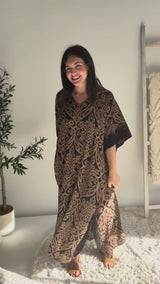 Long Kaftan In Pendant Choc/Black