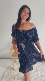 Aloha Dress In Navy Fish