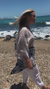 Short Kaftan in Taupe Fern